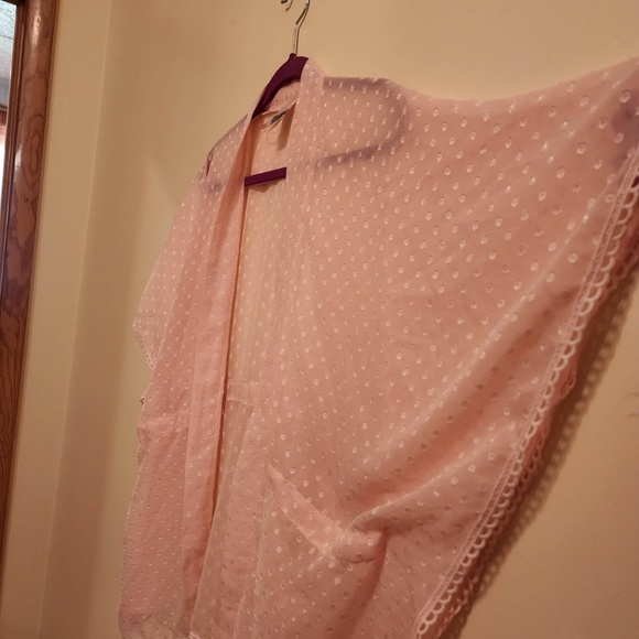 Time and Tru Sheer Pink Polka Dot Coverup (No Tie) S/M - Picture 3 of 6